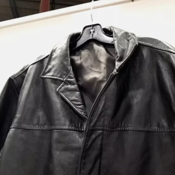 Vintage Y2K Banana Republic Leather Jacket L Blazer Men’s Moto Western Trench - Picture 4 of 10